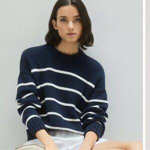 Quince Organic Cotton Navy and White Striped Sweater